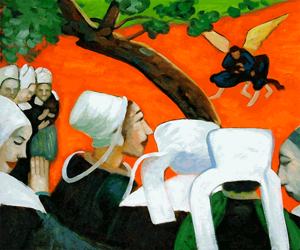 Vision After the Sermon; Jacob Wrestling with the Angel by Paul Gauguin